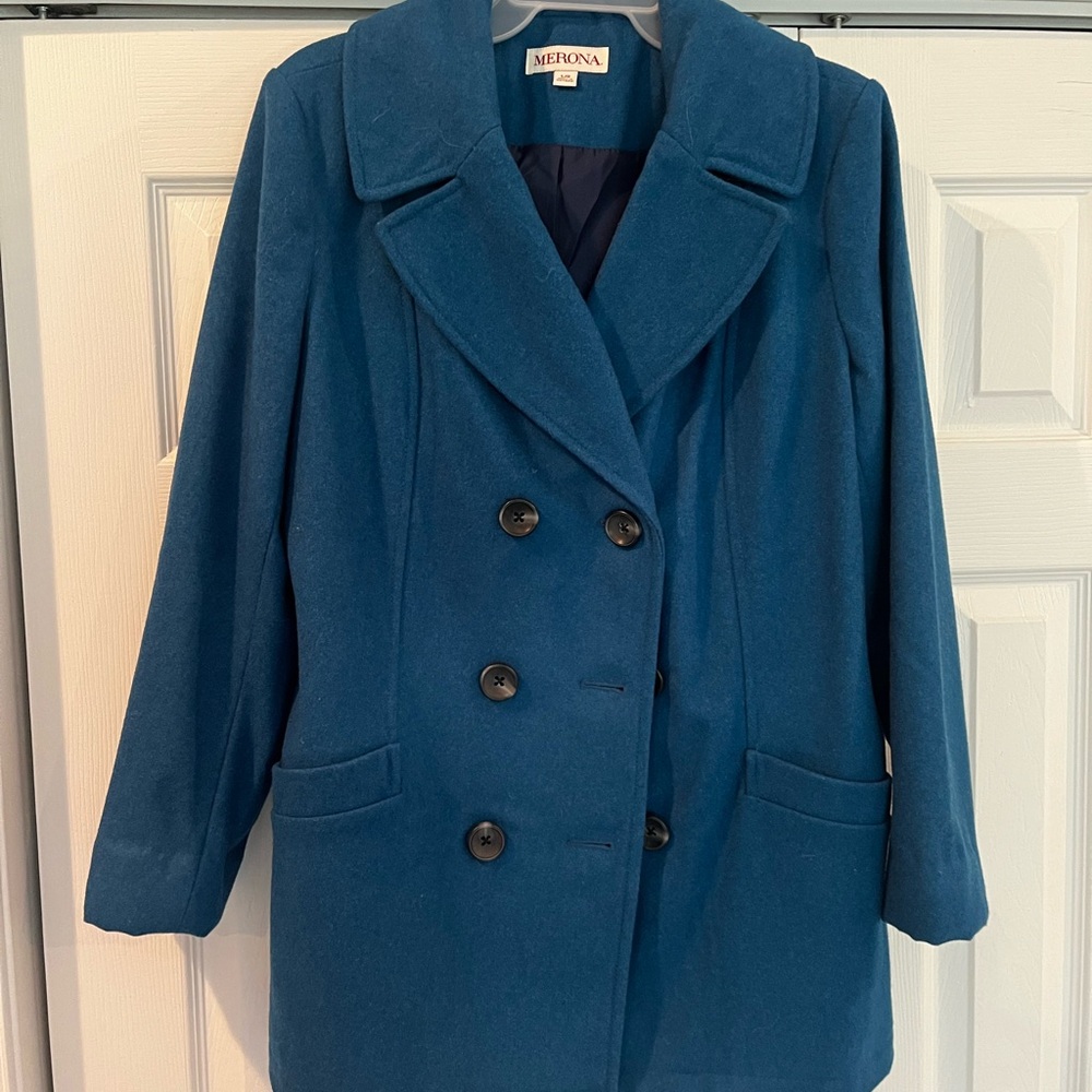Merona Women's Teal Double-Breasted Pea Coat